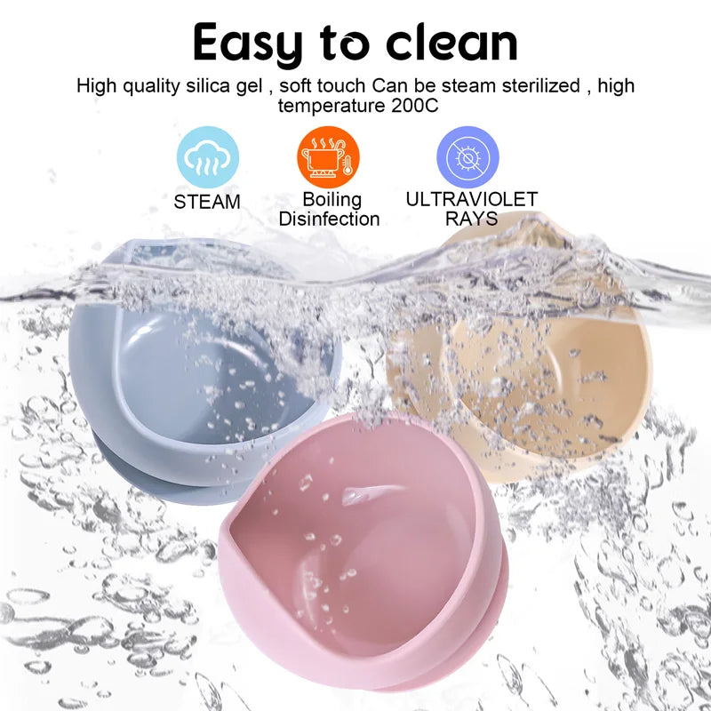 2PC Silicone Sucker Bowl Feeding Tableware for Infant and Young