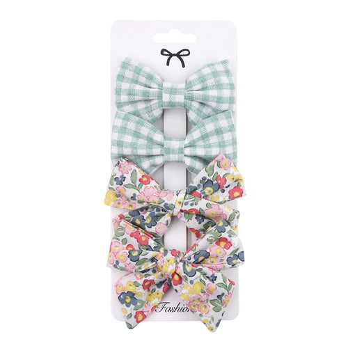 4Pcs/set Leopard Dot Print Bowknot Hair Bow Clips Baby Girls Lace