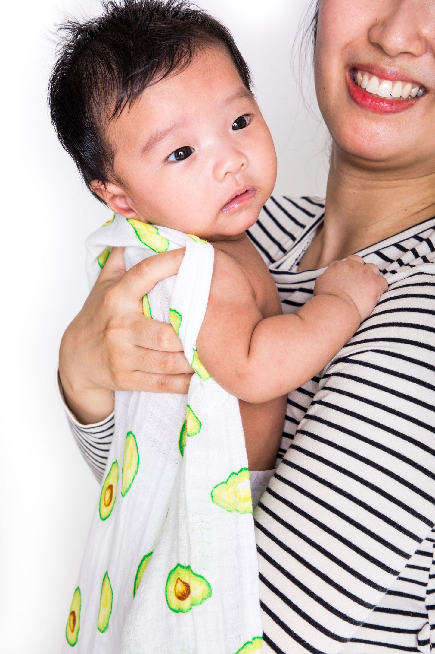 ORGANIC SWADDLE SET - AVOCUDDLES (Avocado + Lime Green Stripes)