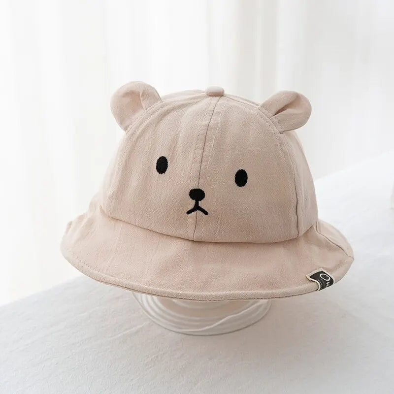 Cute Bear Baby Bucket Hat With Ears Boy Girl Cotton Kids Sun Hat