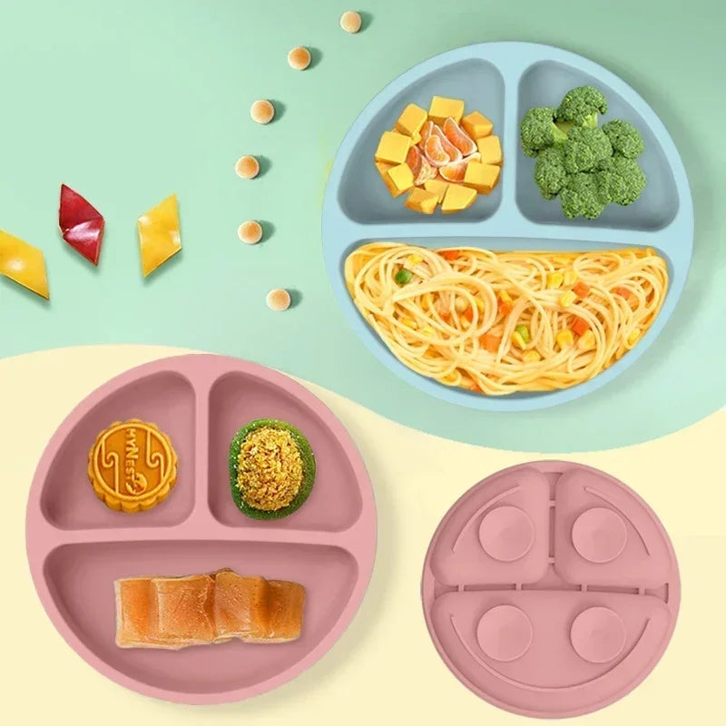 Food Grade Silicone Child Dish Set Baby Feeding Bowl Suction Plate