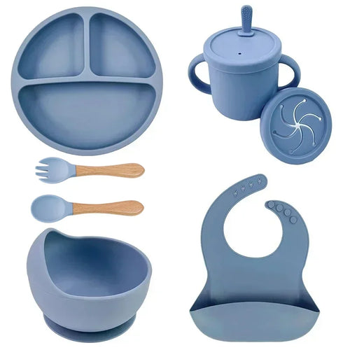 Food Grade Silicone Child Dish Set Baby Feeding Bowl Suction Plate