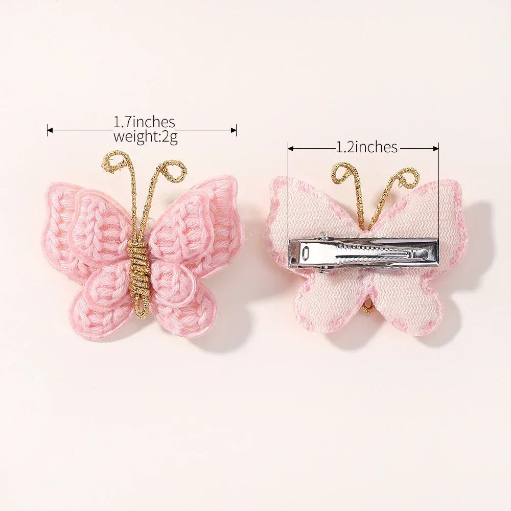 4 Pieces/set New Cute Baby Girl Bow Hairpin Wool Knitted Headwear