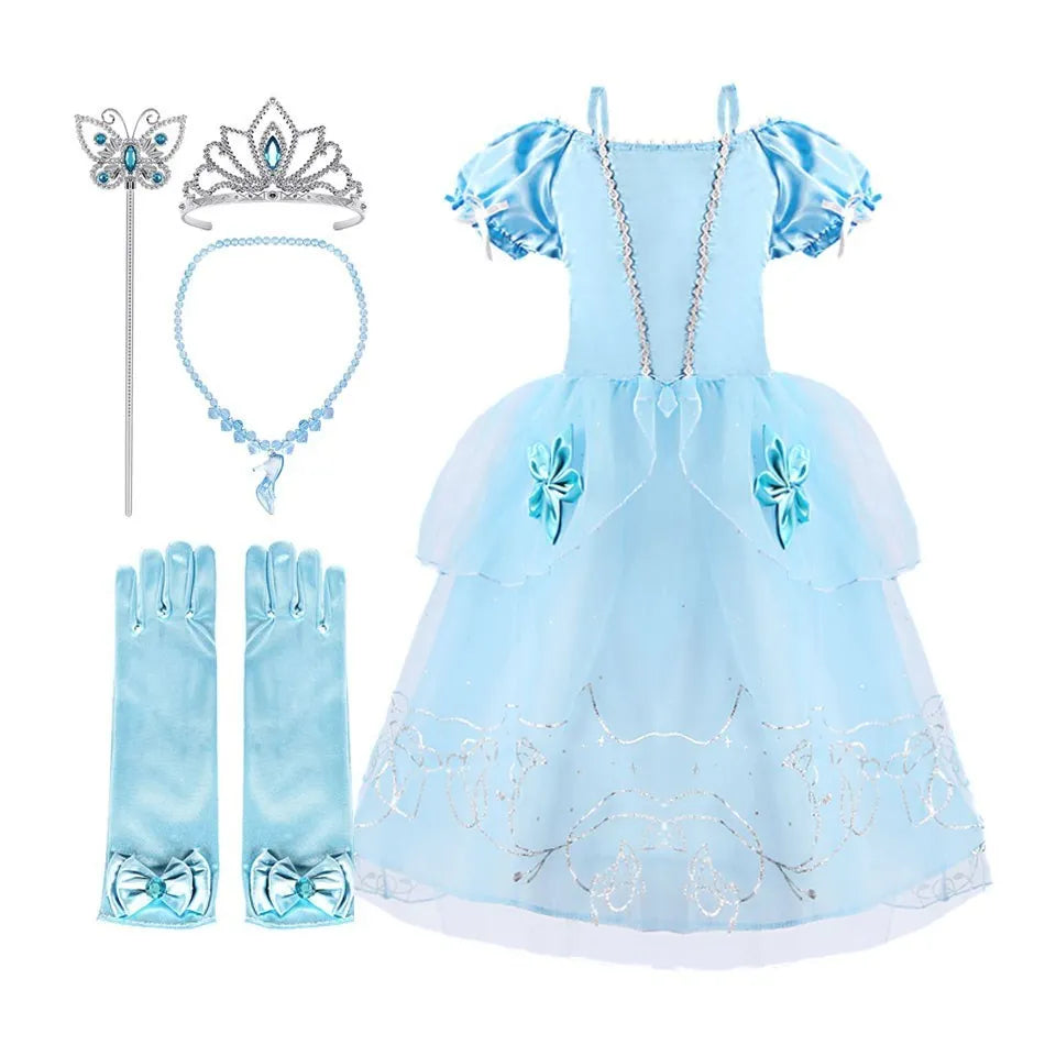 Rapunzel Dress for Girls Cinderella Belle Dress Up Fantasy Children