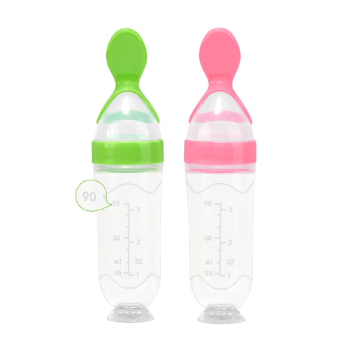 2pcs Squeezing Feeding Bottle Cup Silicone Newborn Baby Pacifier