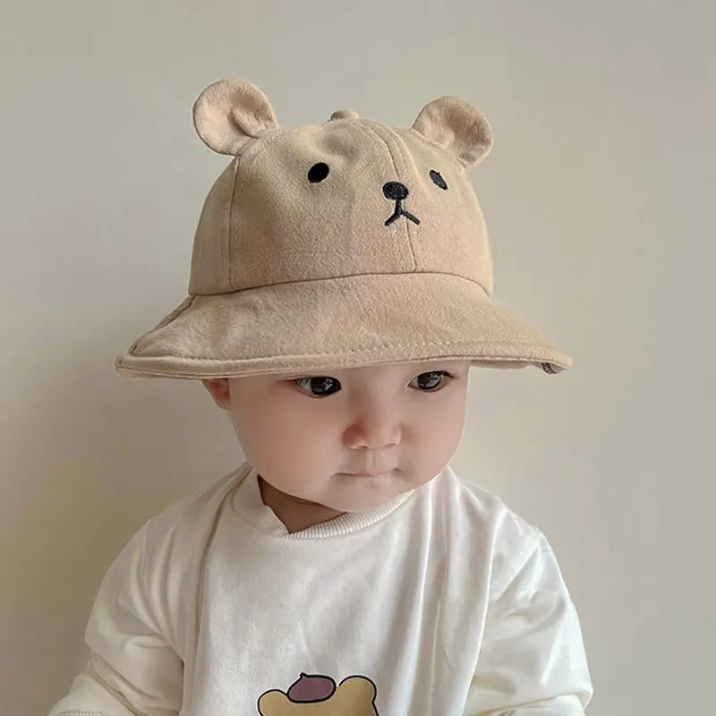 Cute Bear Baby Bucket Hat With Ears Boy Girl Cotton Kids Sun Hat