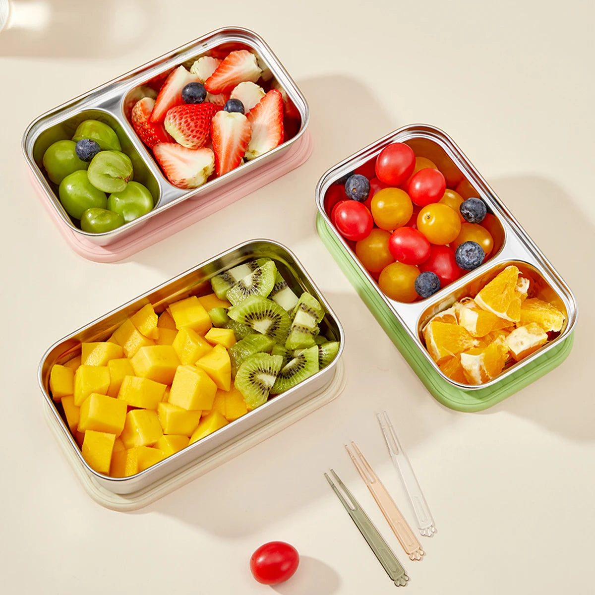 WORTHBUY Portable 304 Stainless Steel Lunch Box For Kids Students