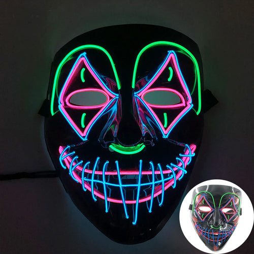 Wireless Scary Glowing Mask LED Luminous Purge Mask Halloween Horror