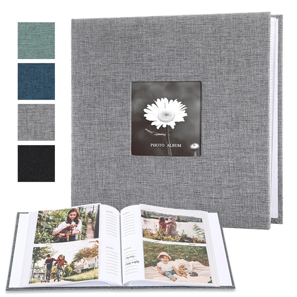 Linen Cover Photo Album 6Inch 200 Sheets Photo Album With Pockets for