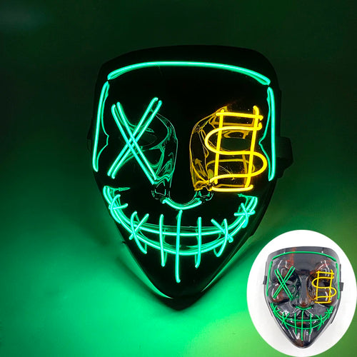 Wireless Scary Glowing Mask LED Luminous Purge Mask Halloween Horror