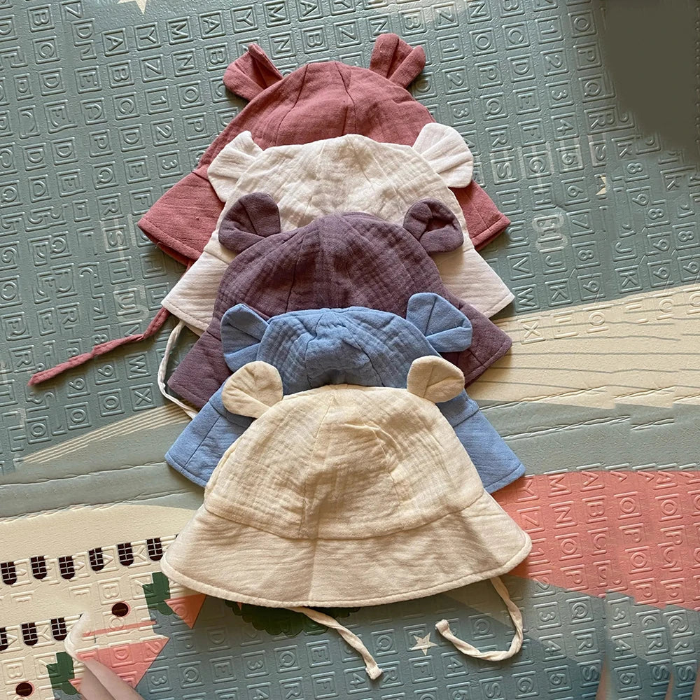 Muslin Cotton Baby Hat Summer Infant Cap Soft Baby Sun Hats Panama for