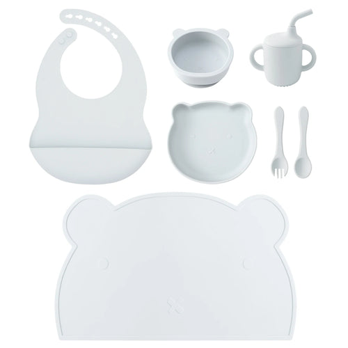 Color Kids 7PCS Silicone Baby Feeding Set Suction Plate Bowl Cup