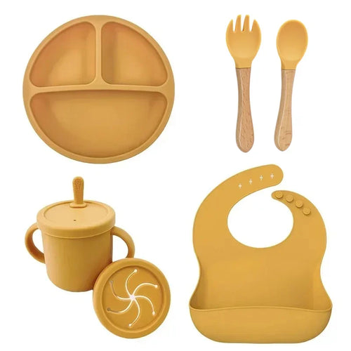 Food Grade Silicone Child Dish Set Baby Feeding Bowl Suction Plate
