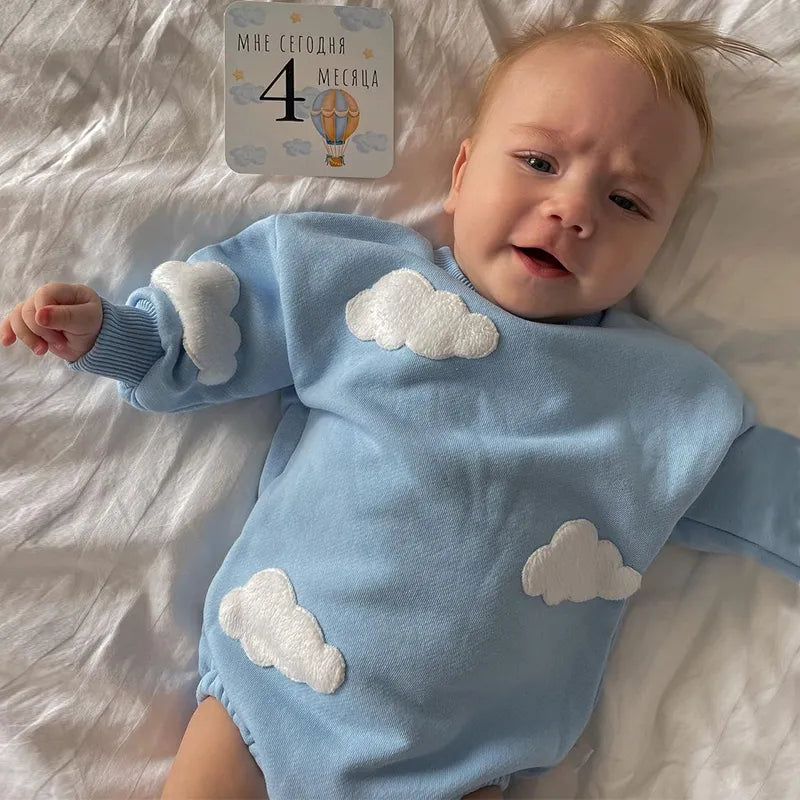 INS 2023 Spring Baby Clothes Cloud Sweatshirt Romper Baby Girl Boys