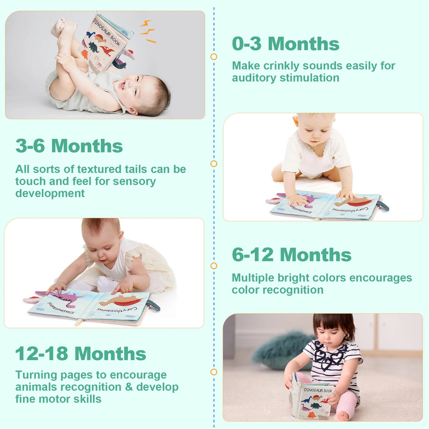 17x16CM Tail Cloth Book Baby Soft Cloth Book Parent-child Interactive