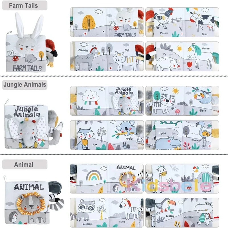 Infant Book Toy Crinkle Soft Cloth Baby Books Touch and Feel Sensory