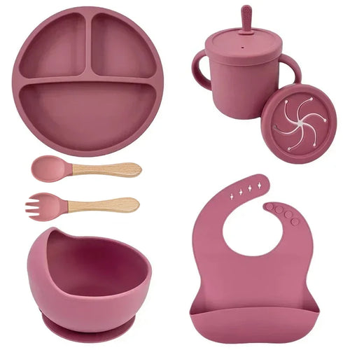 Food Grade Silicone Child Dish Set Baby Feeding Bowl Suction Plate