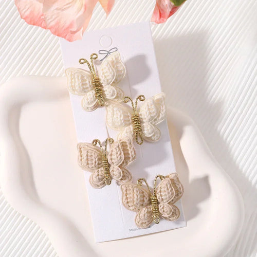 4 Pieces/set New Cute Baby Girl Bow Hairpin Wool Knitted Headwear
