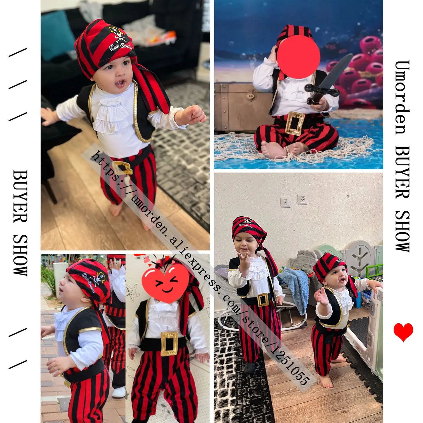 Baby Boys Girls Captain Pirate Costume Infant Toddler Romper Jumpsuit