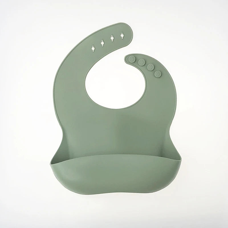 Baby Silicone Bibs Babies Waterproof Bib Solid Color Adjustment Saliva