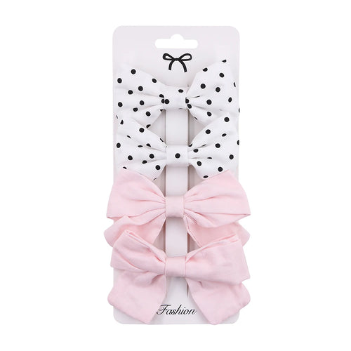 4Pcs/set Leopard Dot Print Bowknot Hair Bow Clips Baby Girls Lace