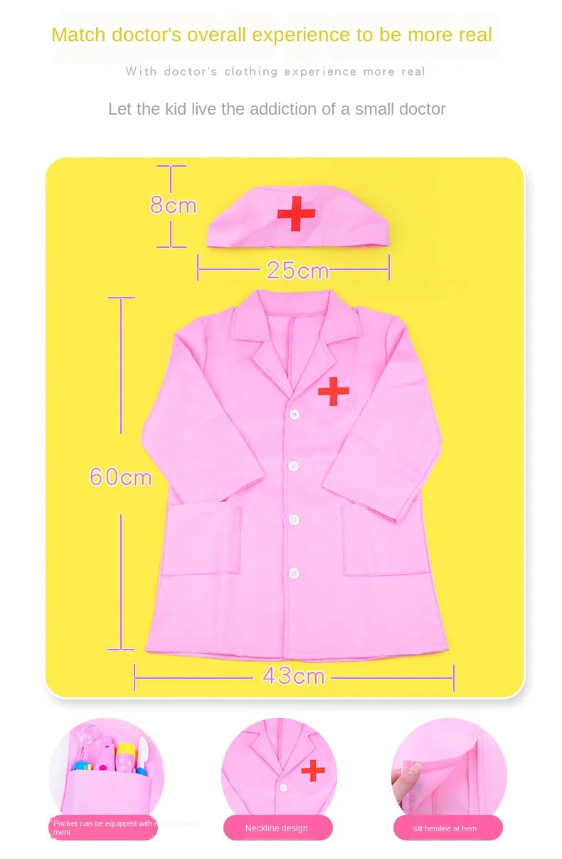 Simulation doctor nurse work Children Uniform Cross Coat Halloween