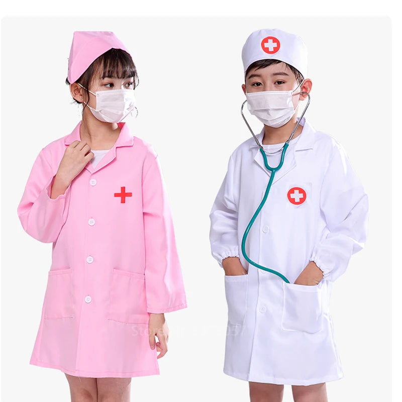 Simulation doctor nurse work Children Uniform Cross Coat Halloween