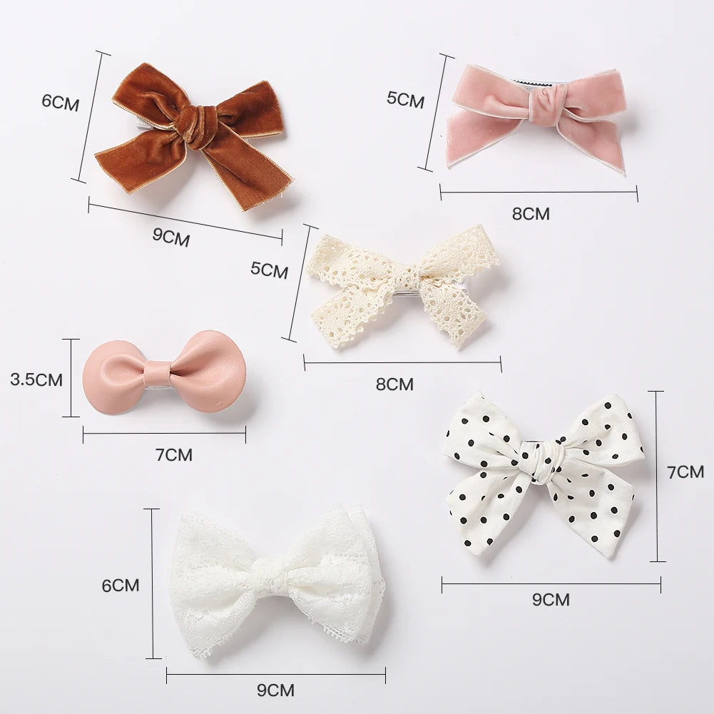 4Pcs/set Leopard Dot Print Bowknot Hair Bow Clips Baby Girls Lace
