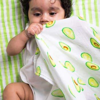 ORGANIC SWADDLE SET - AVOCUDDLES (Avocado + Lime Green Stripes)