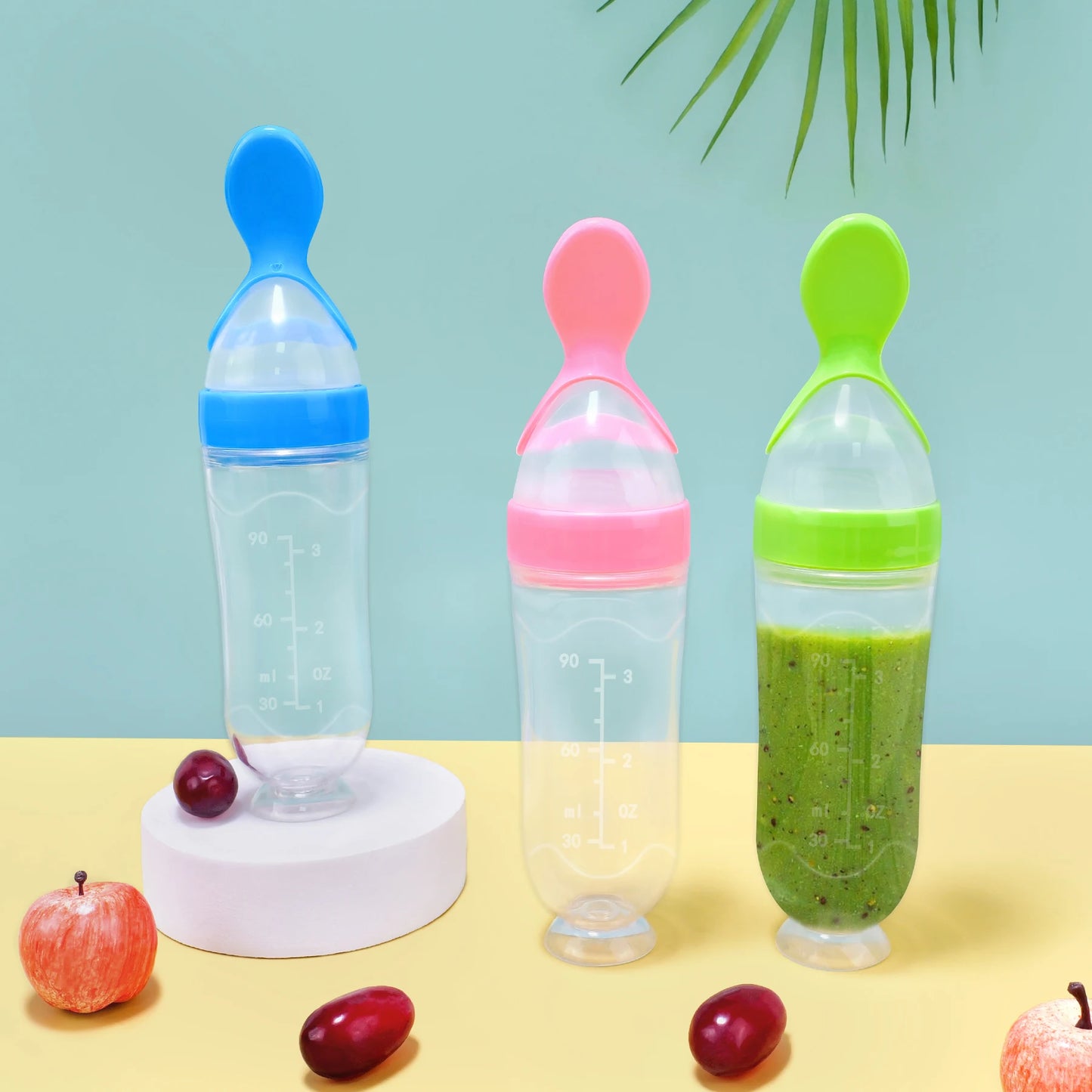 2pcs Squeezing Feeding Bottle Cup Silicone Newborn Baby Pacifier