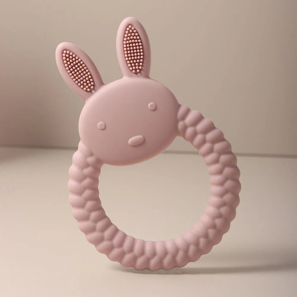 Cute Baby Rabbit Baby Toy Food Grade Safe Silicone Toothbrush bunny