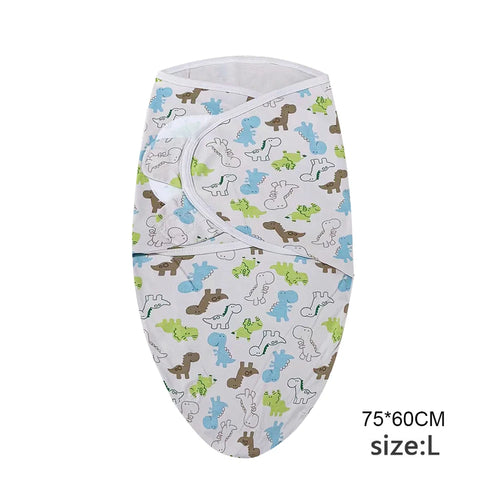 Baby Blanket Hat Set Cartoon Printed Cotton Newborn Swaddle Adjustable