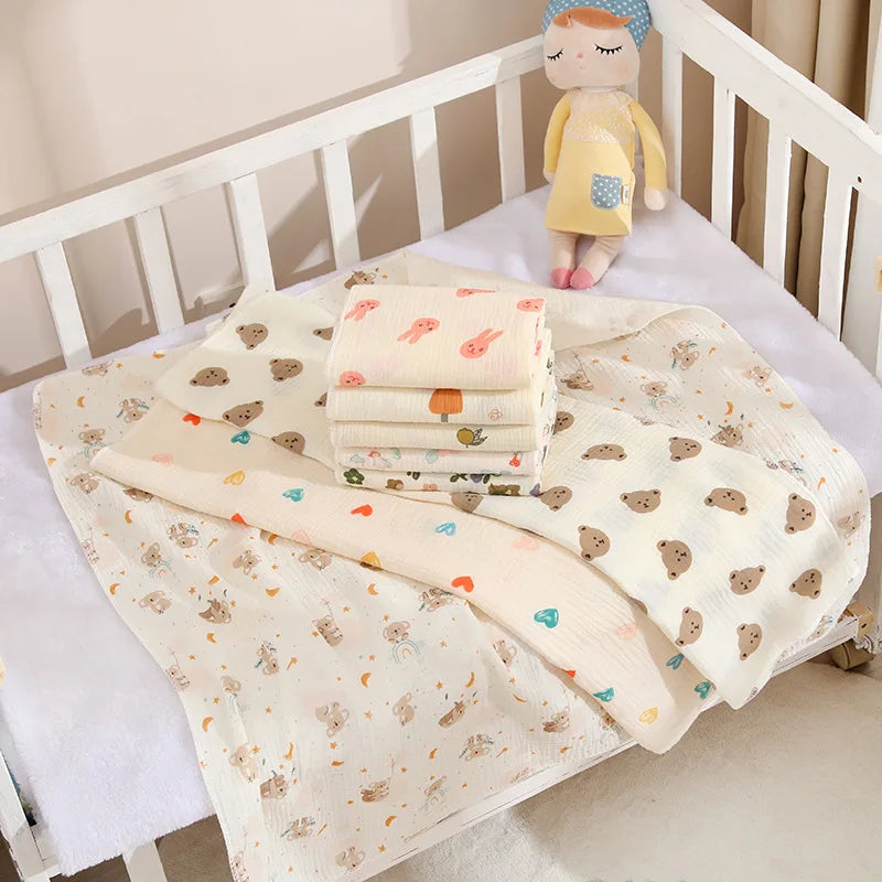 Double Layer Muslin Baby Blanket Newborn Receive Blanket Cotton