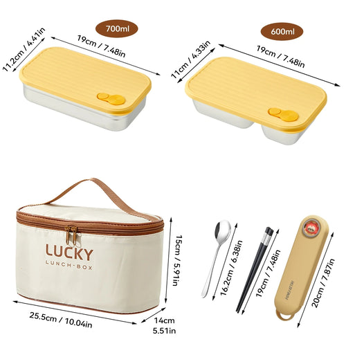 WORTHBUY Portable 304 Stainless Steel Lunch Box For Kids Students