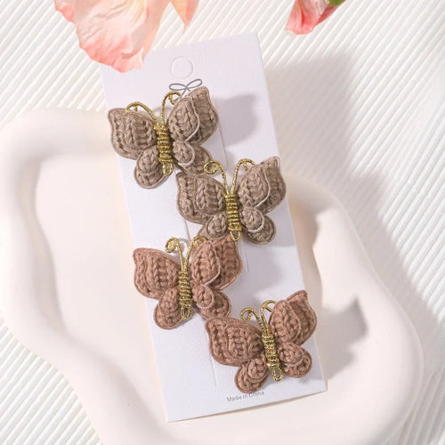 4 Pieces/set New Cute Baby Girl Bow Hairpin Wool Knitted Headwear