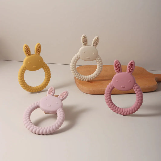 Cute Baby Rabbit Baby Toy Food Grade Safe Silicone Toothbrush bunny