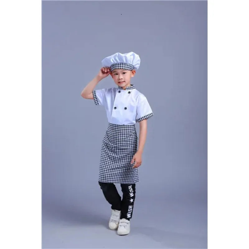 Kids Cook Tshirt Chef Uniform Children Kitchen Hat Cap Work Jackets