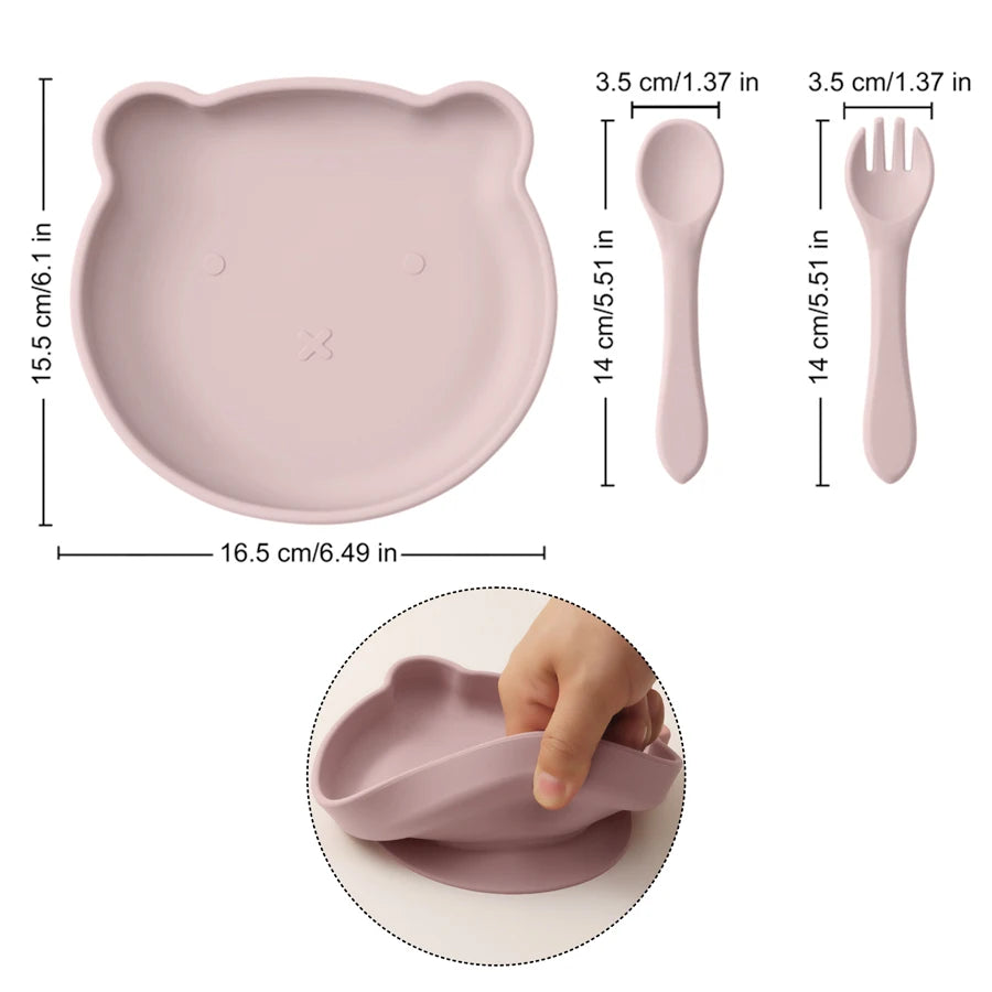 Wholesale Silicone Baby Feeding Set BPA Free Suction Dishes Plate