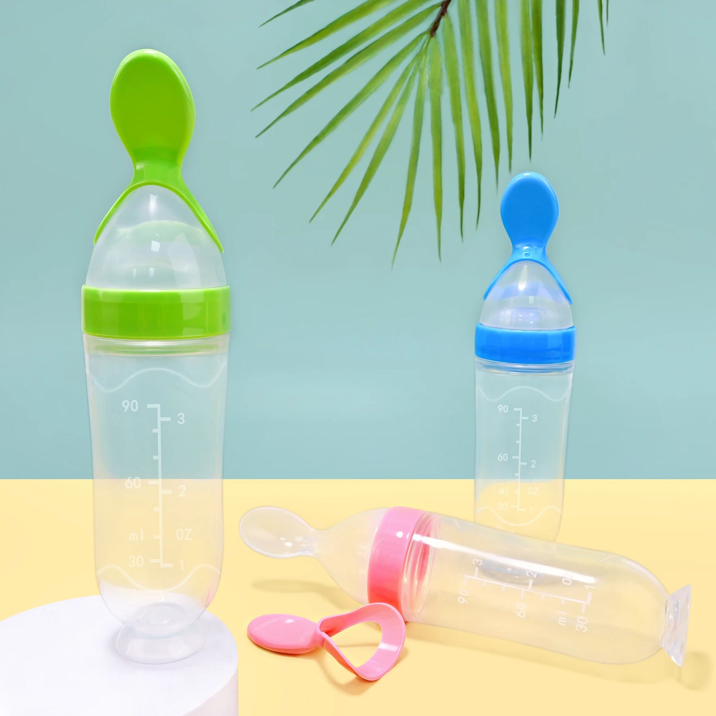 2pcs Squeezing Feeding Bottle Cup Silicone Newborn Baby Pacifier