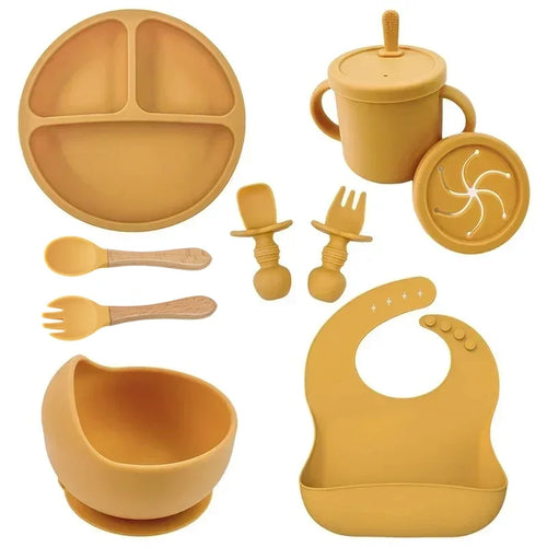 Food Grade Silicone Child Dish Set Baby Feeding Bowl Suction Plate