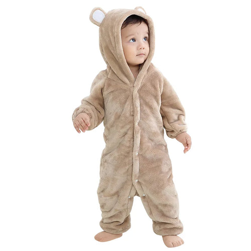 Kigurumis Lovely Elephant Newborn Baby Clothes Bodysuit Winter Flannel
