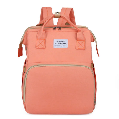 Foldable bed diaper bag with changing station insulated pocket and