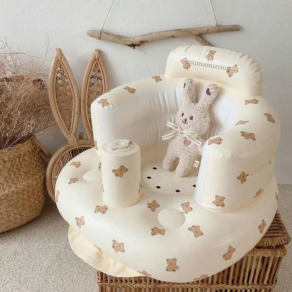 Infant Shining Baby Inflatable Sofa Children Puff Portable Bath Chairs