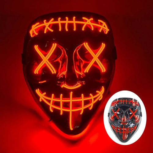 Wireless Scary Glowing Mask LED Luminous Purge Mask Halloween Horror