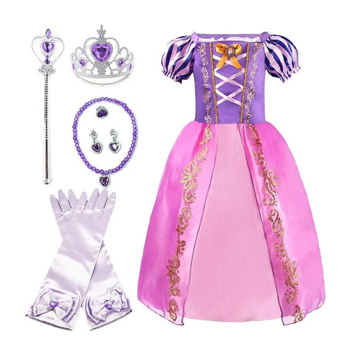 Rapunzel Dress for Girls Cinderella Belle Dress Up Fantasy Children