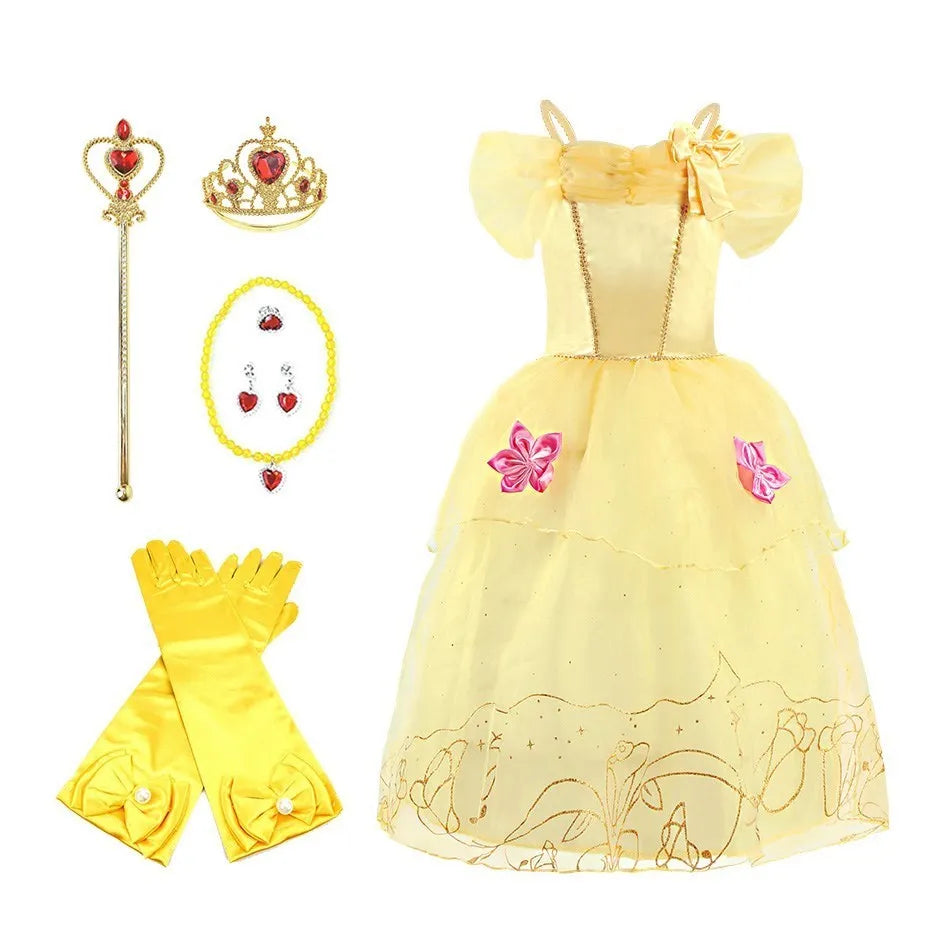 Rapunzel Dress for Girls Cinderella Belle Dress Up Fantasy Children