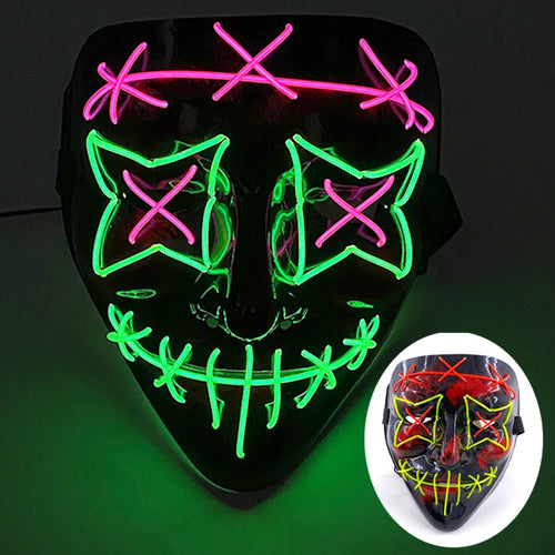 Wireless Scary Glowing Mask LED Luminous Purge Mask Halloween Horror