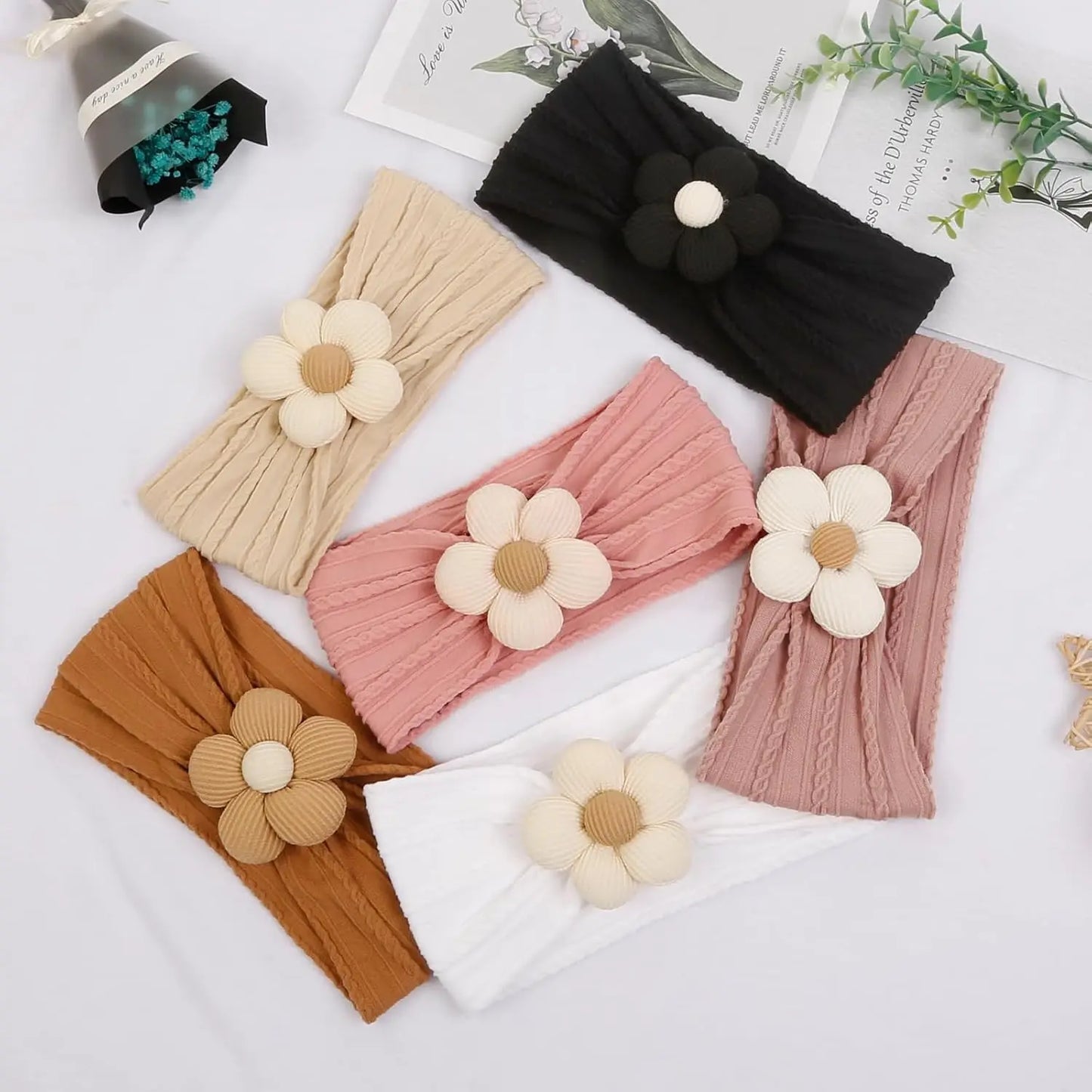 New Flower Nylon Girl Hairband Elastic Soft Baby Headband for Children
