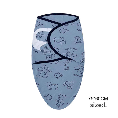 Baby Blanket Hat Set Cartoon Printed Cotton Newborn Swaddle Adjustable