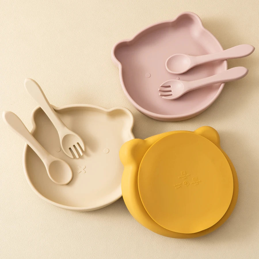 Wholesale Silicone Baby Feeding Set BPA Free Suction Dishes Plate